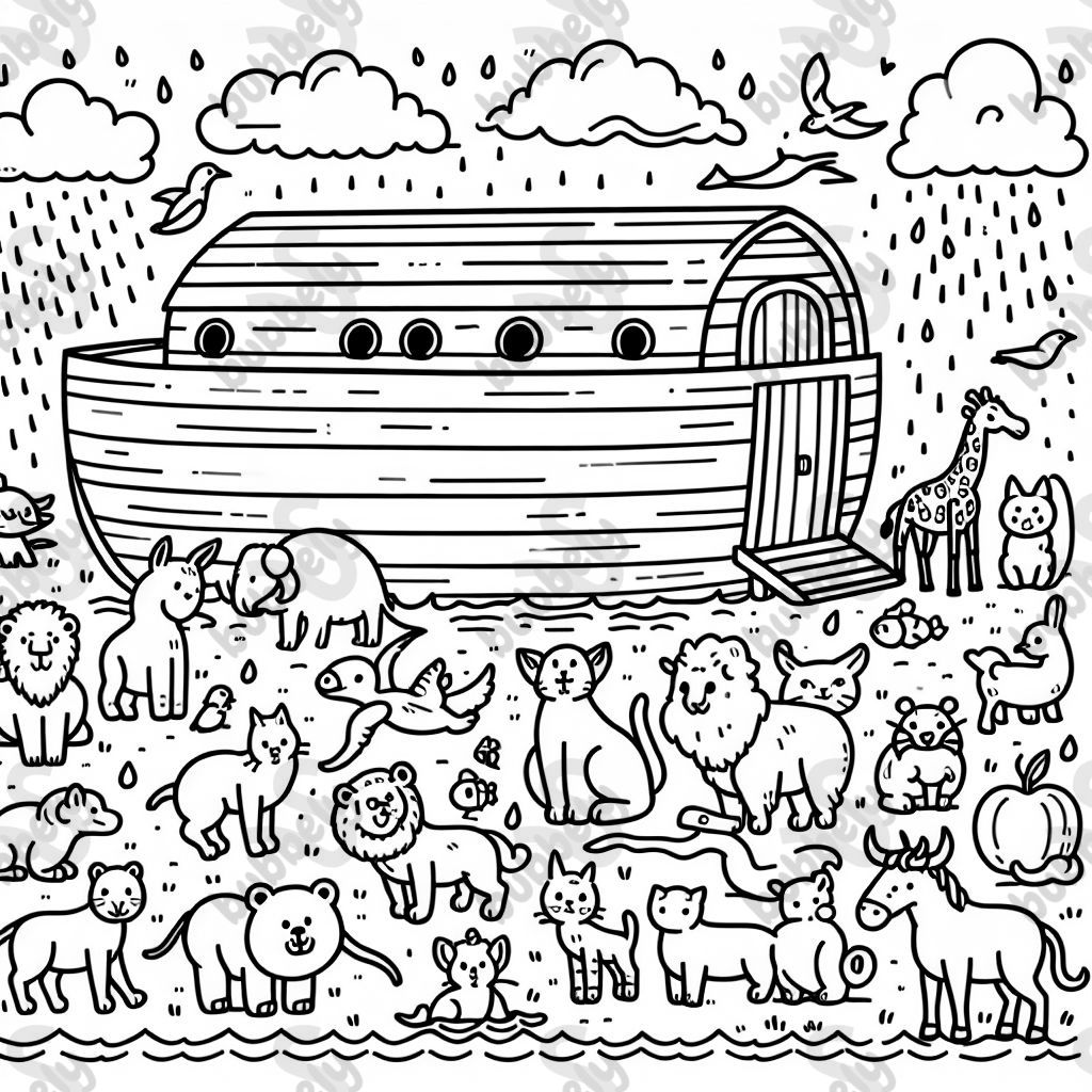 Noah's Ark with many animals Noah's Ark with many animals