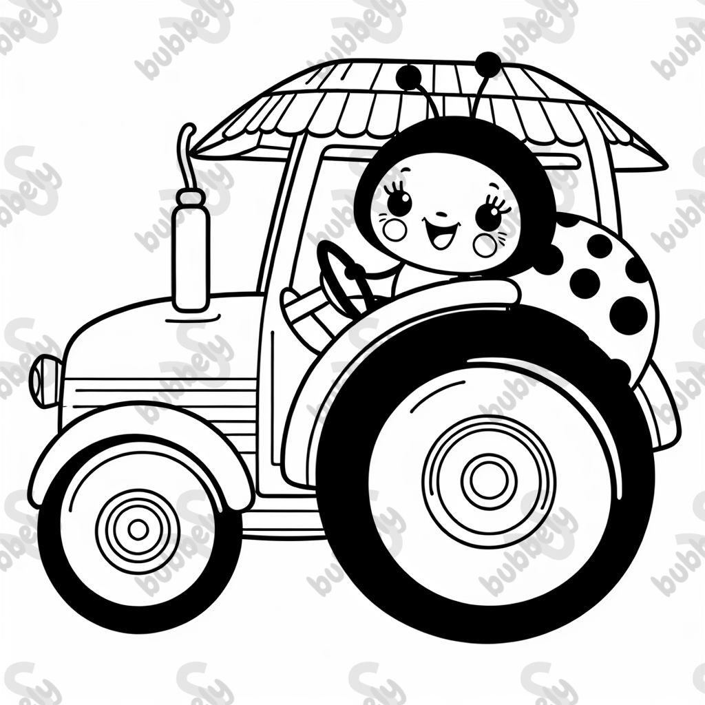 marienkäfer auf Trecker mit Dach