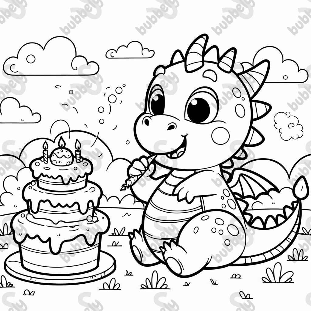 Dragon with cake
