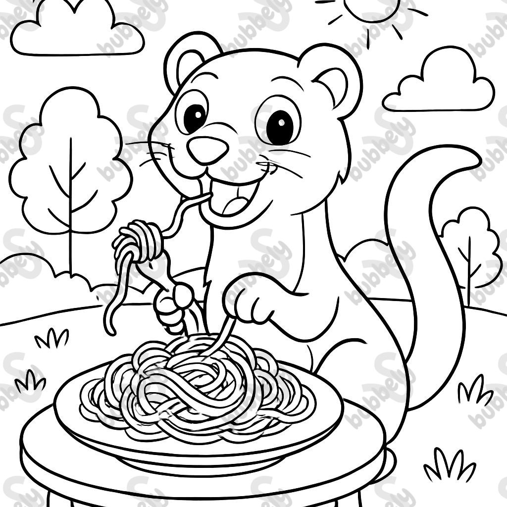 a ferret eating spaghetti