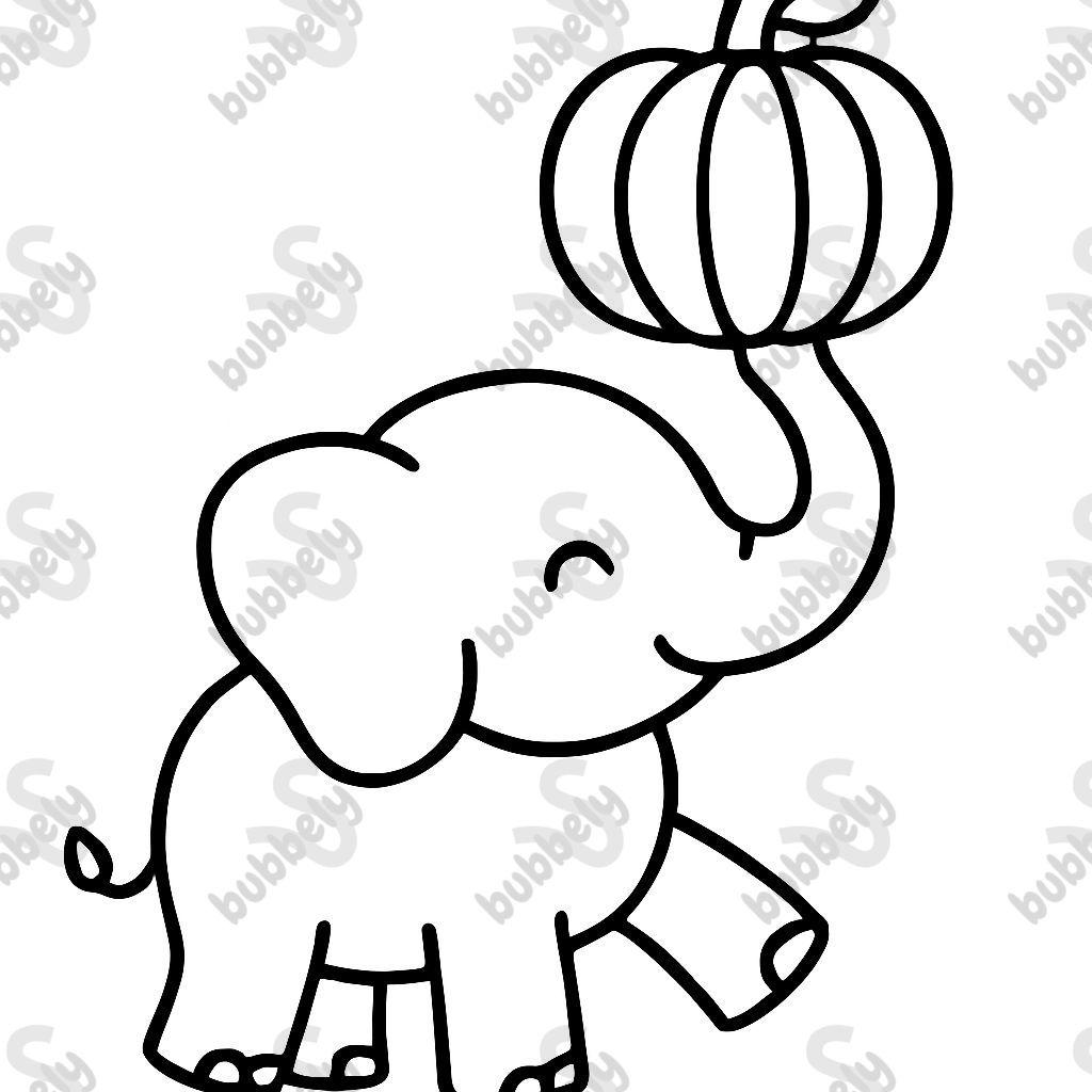 Un éléphant équilibrant une citrouille sur sa trompe Un éléphant équilibrant une citrouille sur sa trompe