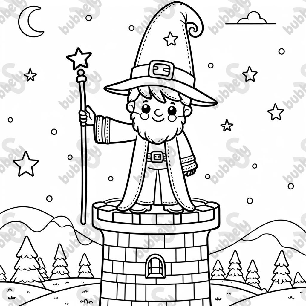 einen Zauberer auf einem Turm