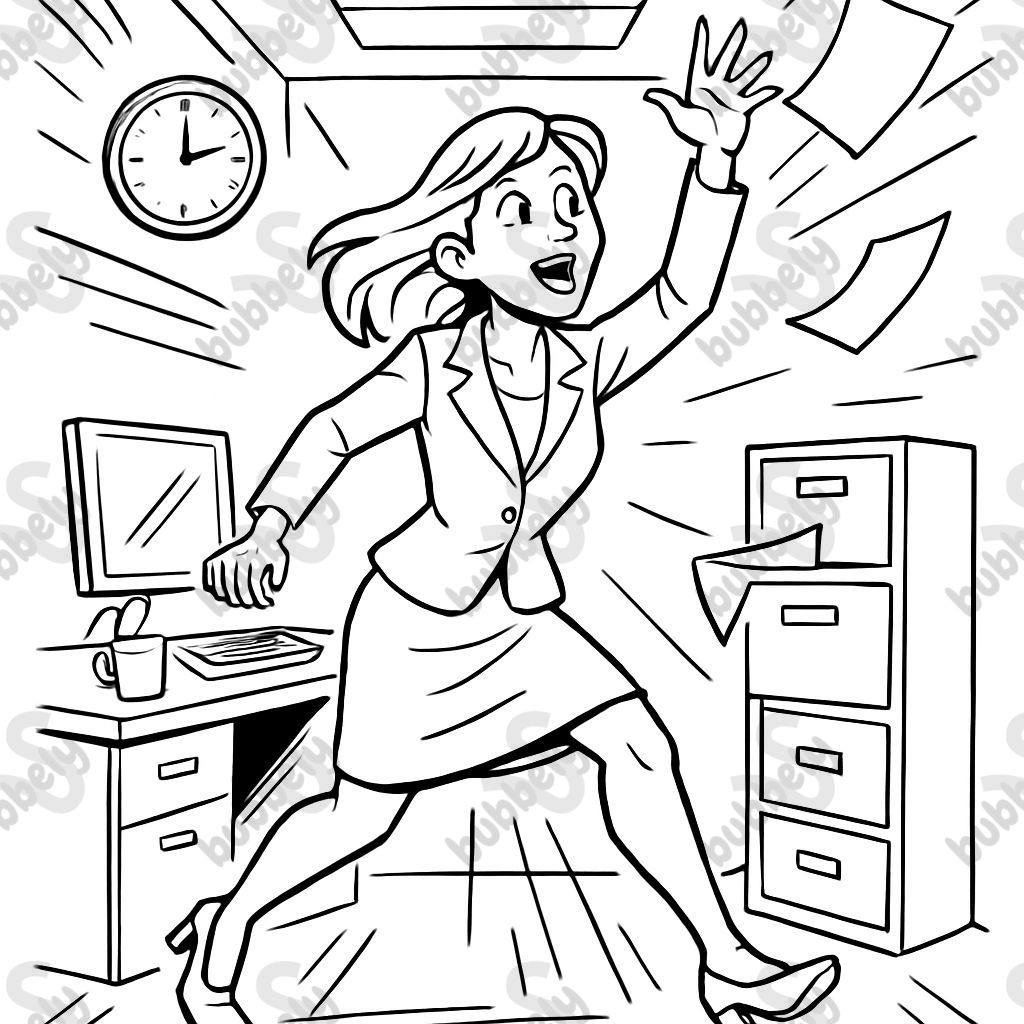 Woman in a tiny office