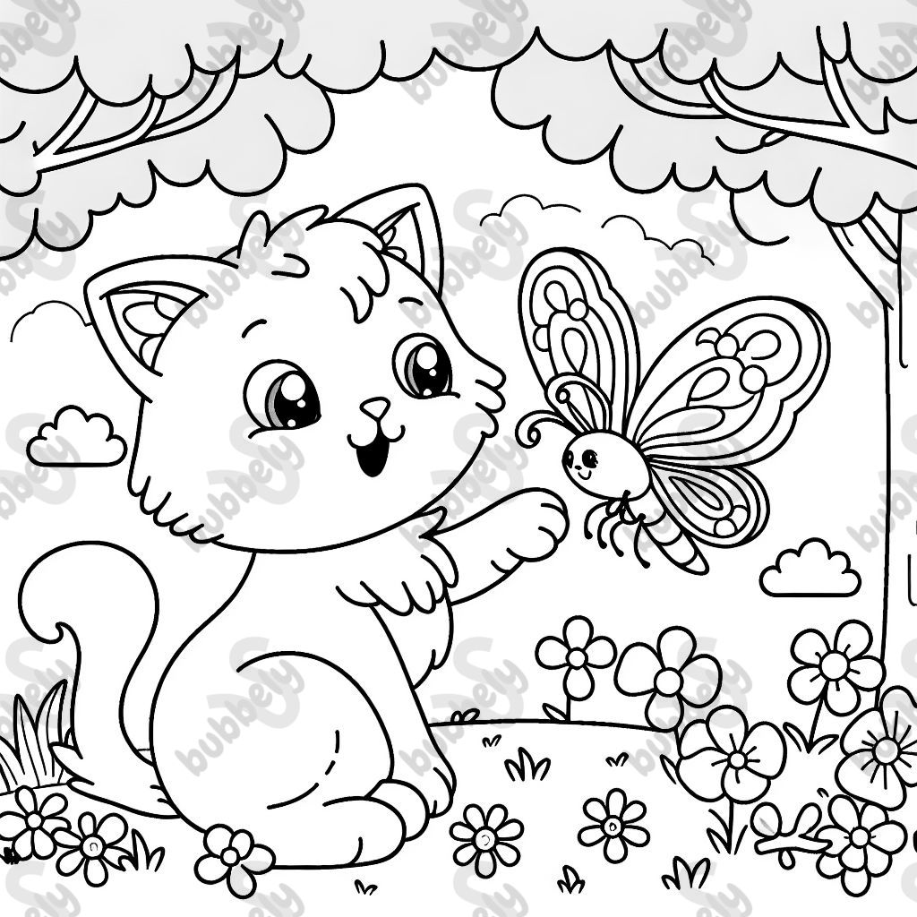 Cat with butterfly unique