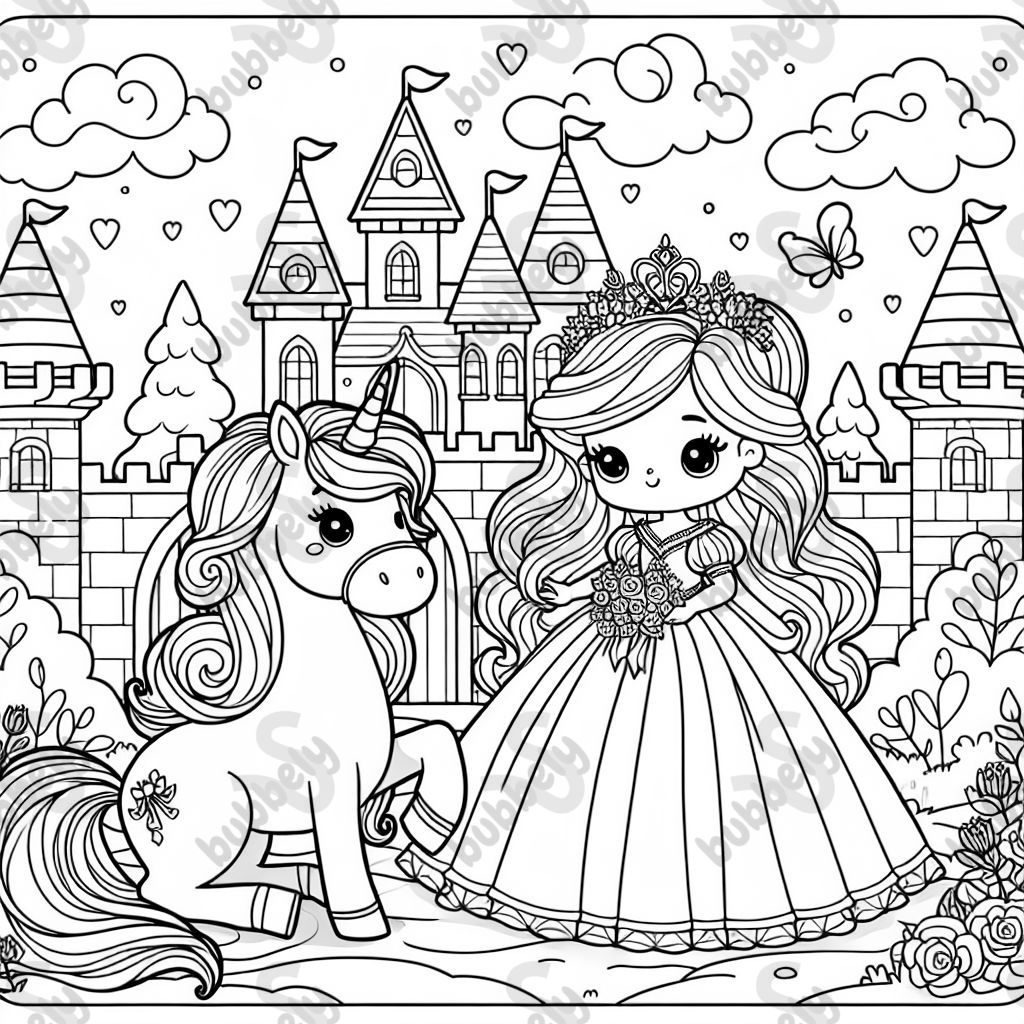A unicorn with a princess