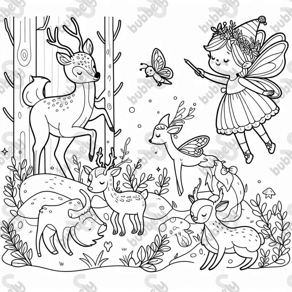 a forest fairy and animals