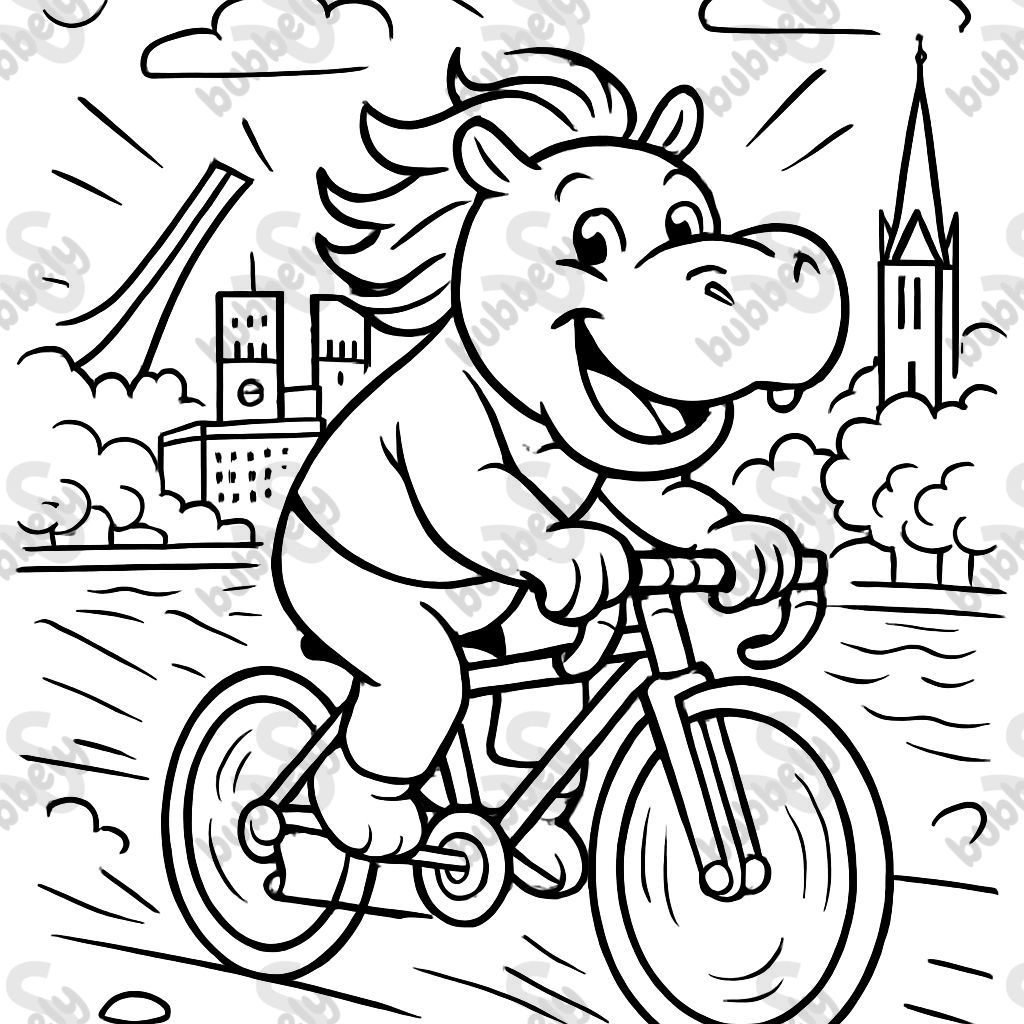 a cute blonde hippo on a racing bike in Oslo