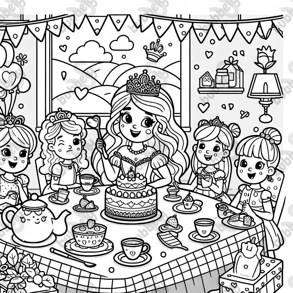 a princess having a tea party with friends