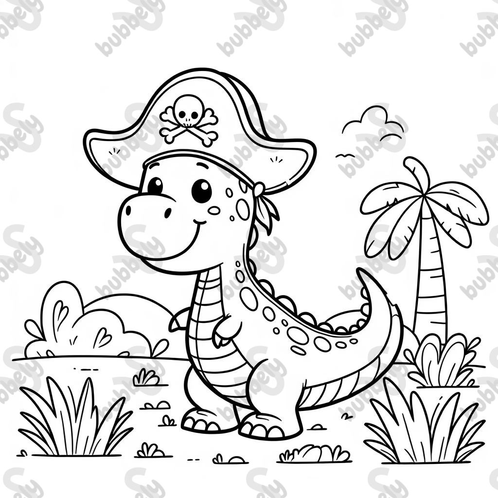 einen Dino mit einem Piratenhut