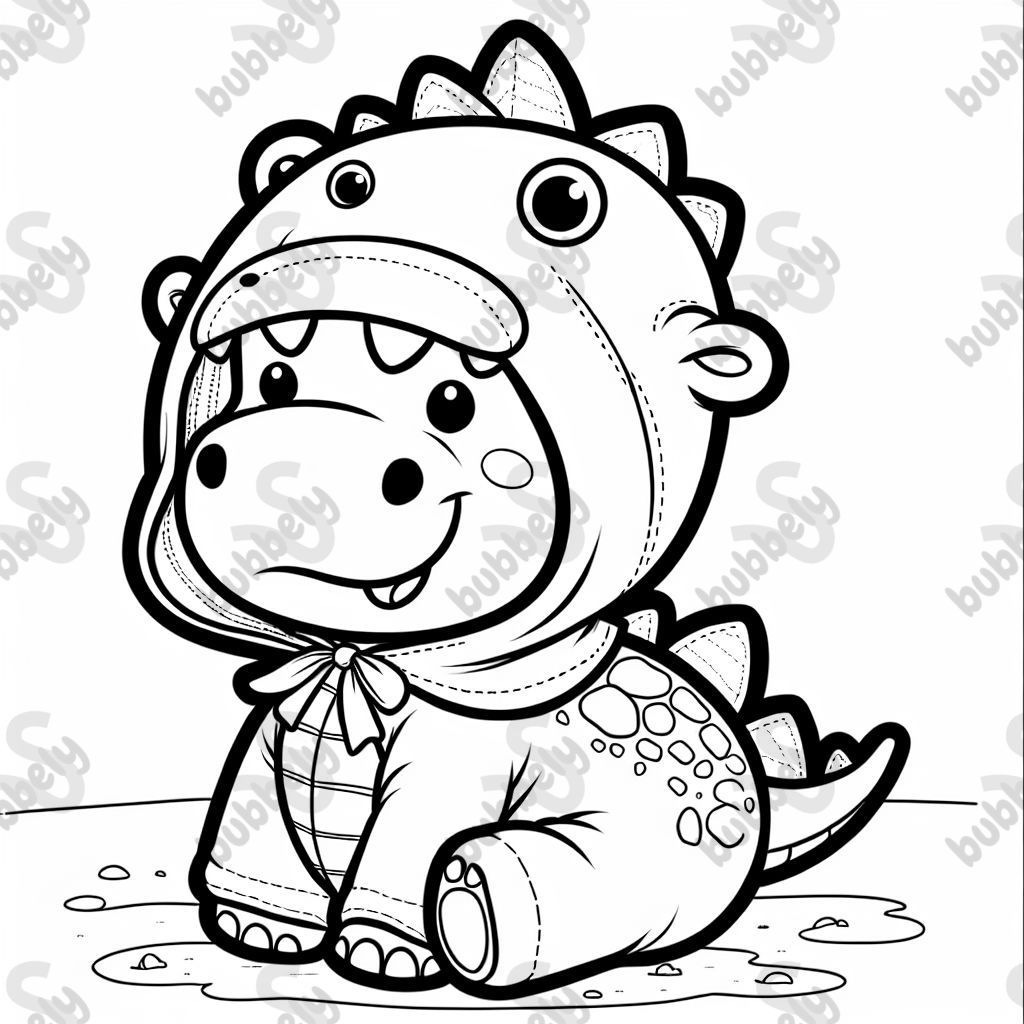 a baby hippo dressed up as a dino for halloween