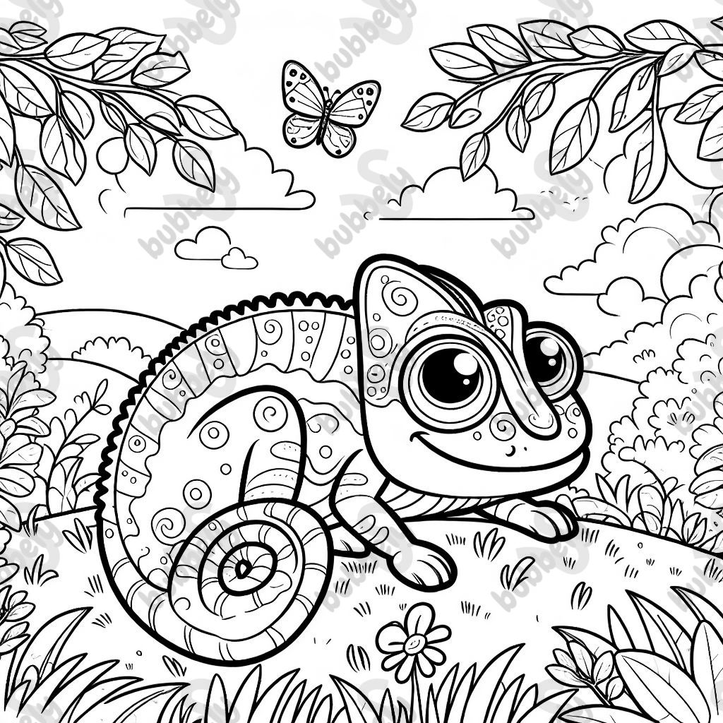 A chameleon in the grass