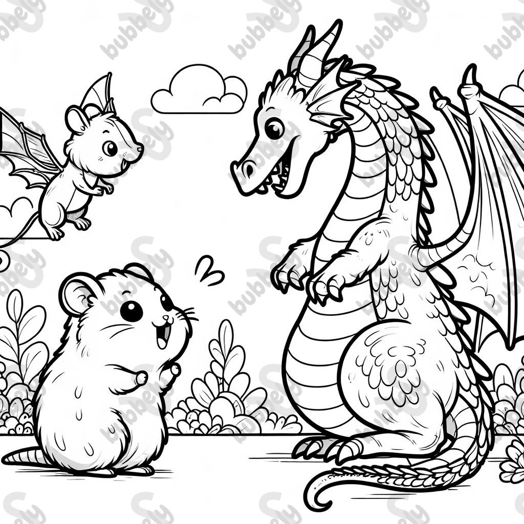 hamster fighting a dragon