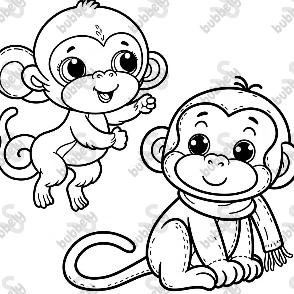 Monkey outline for children to color.