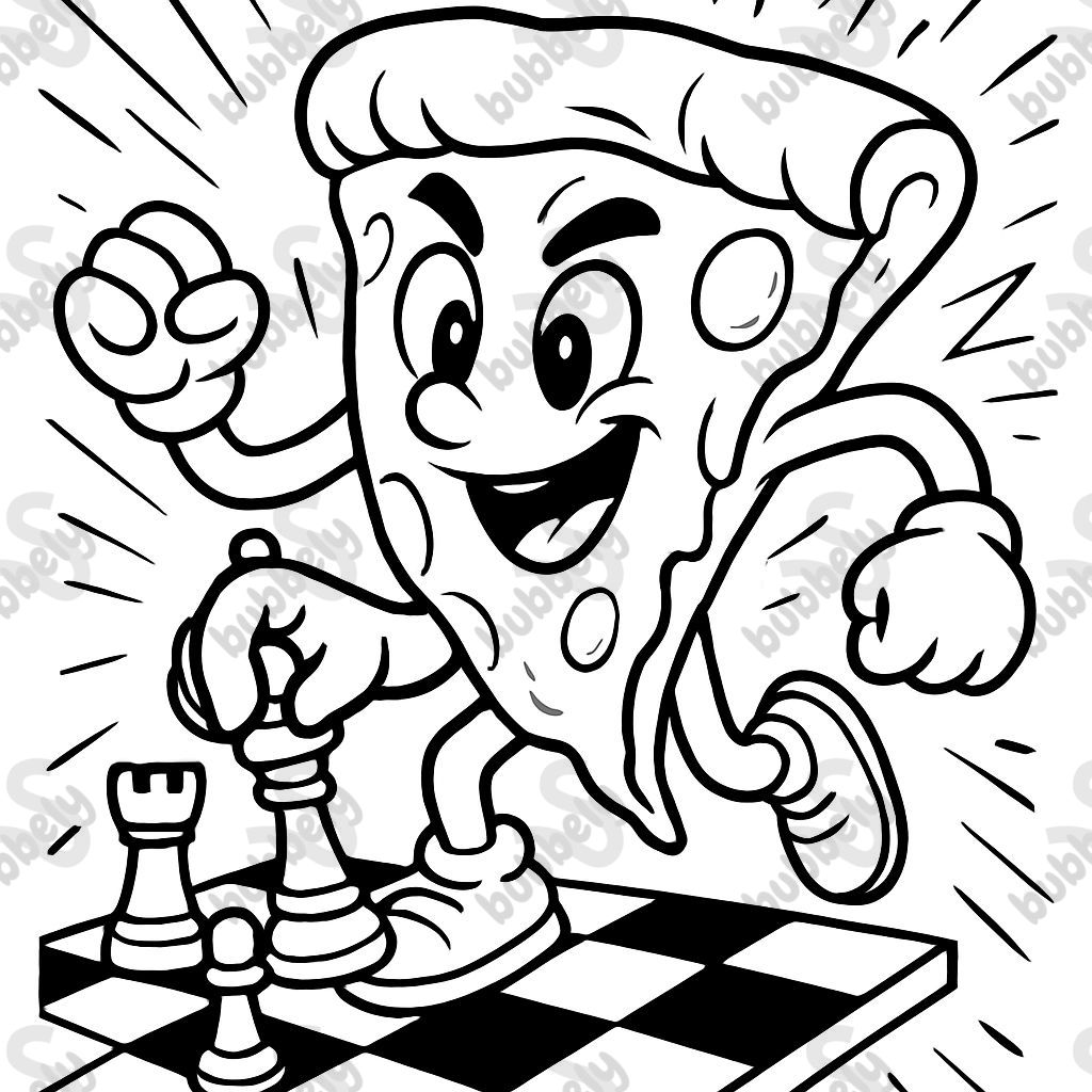 Cheese pizza playing chess