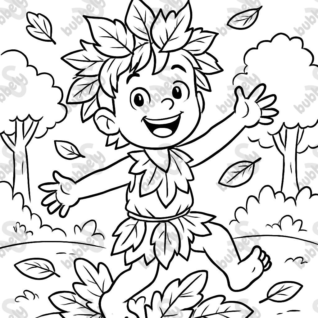 Nature child with leaf ornaments