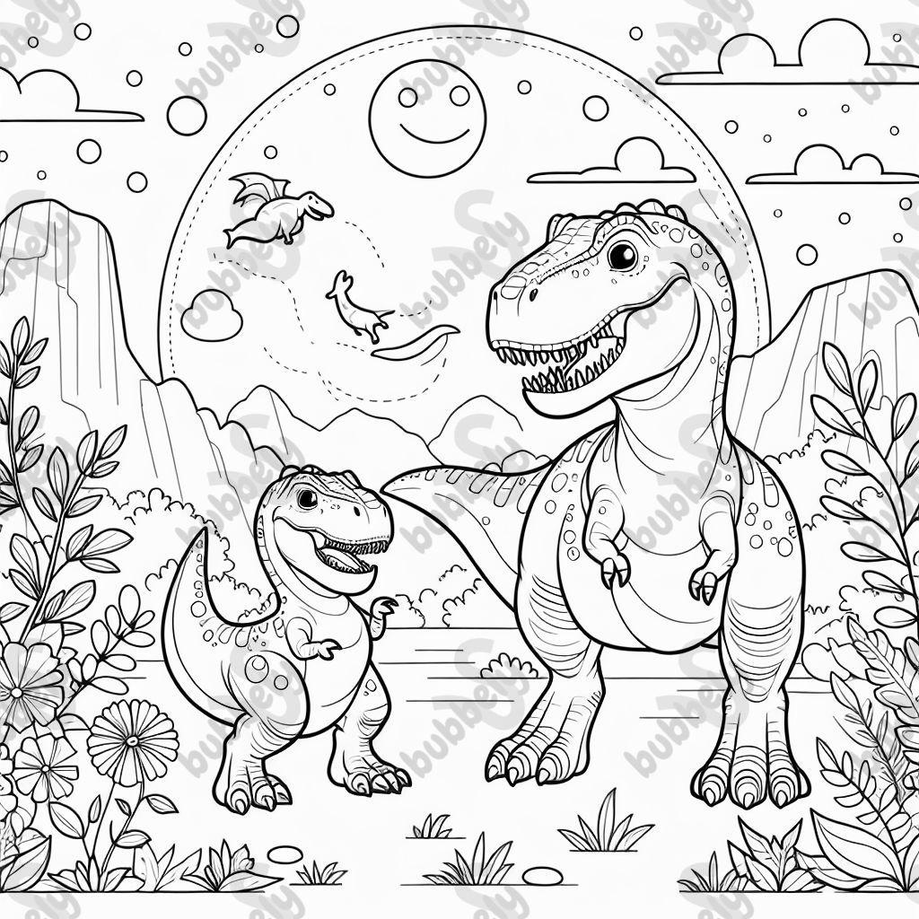 T-rex mother and baby