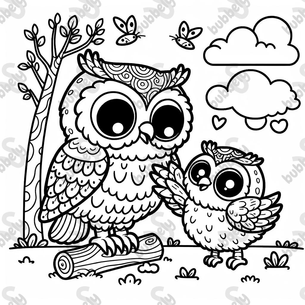 Mama Owl with Baby Owl