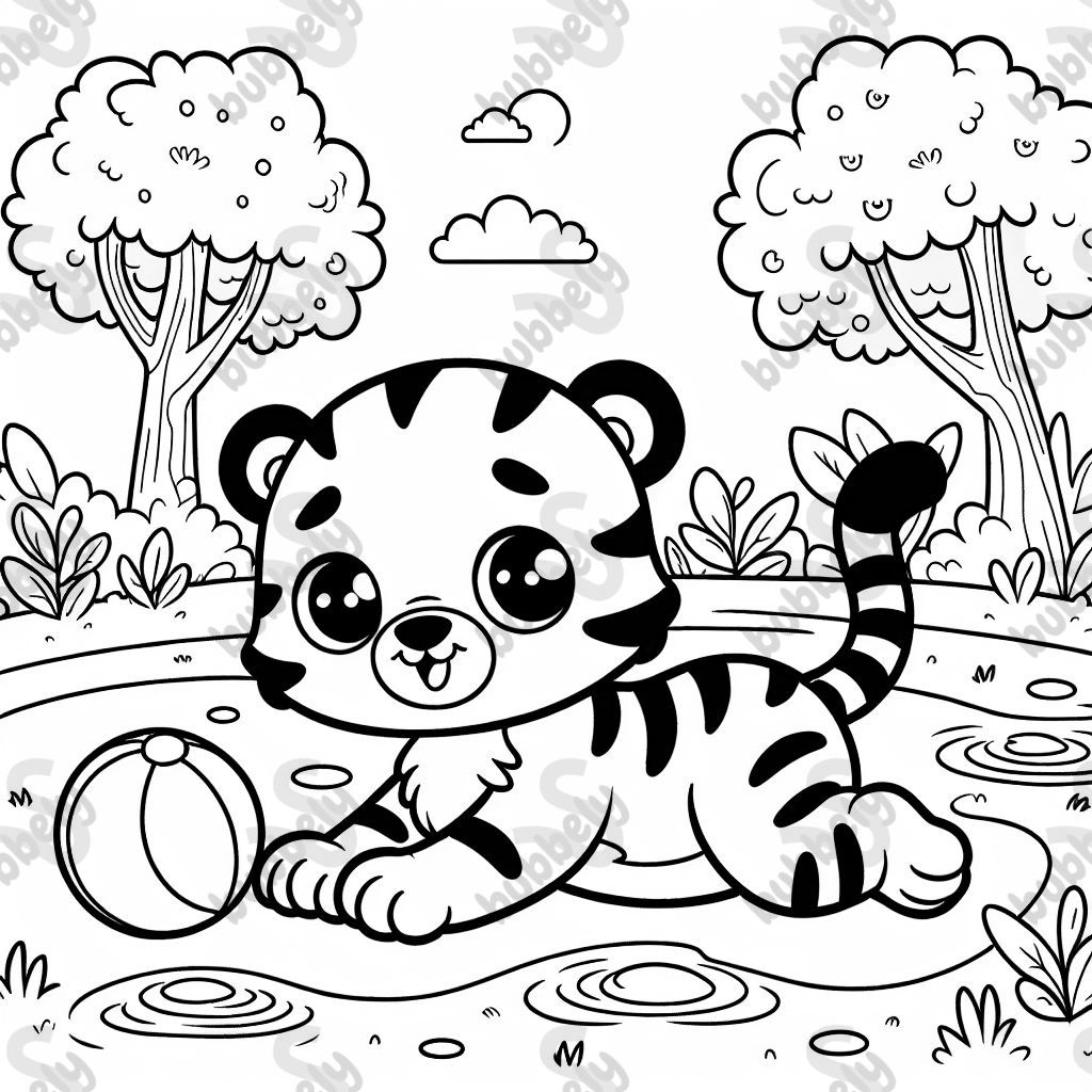 A cute tiger, perfect for coloring for kids. A cute tiger, perfect for coloring for kids.