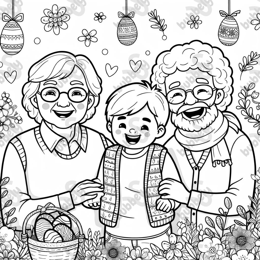 A 4-year-old with his young grandma and grandpa at Easter