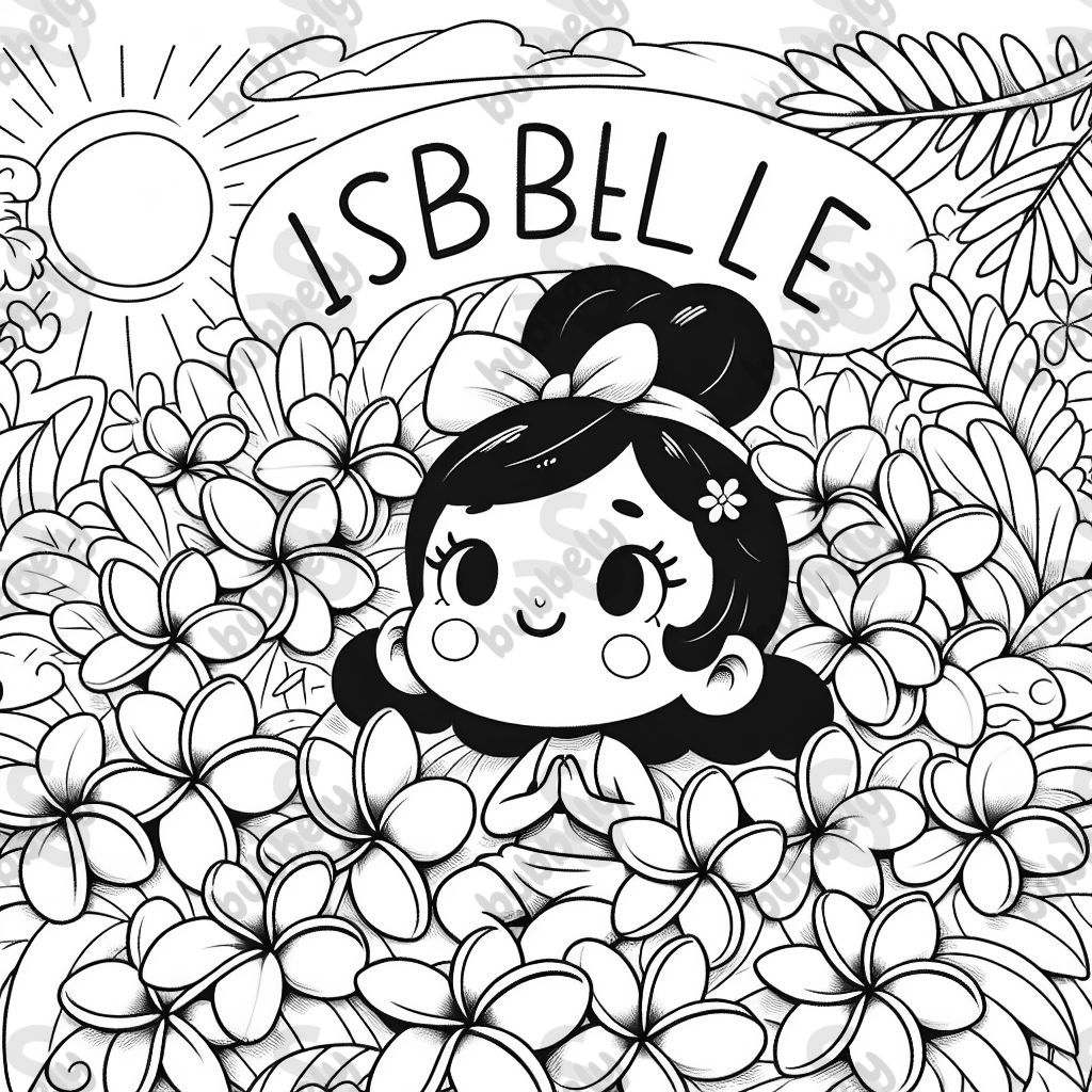 The name isabelle with plumerias