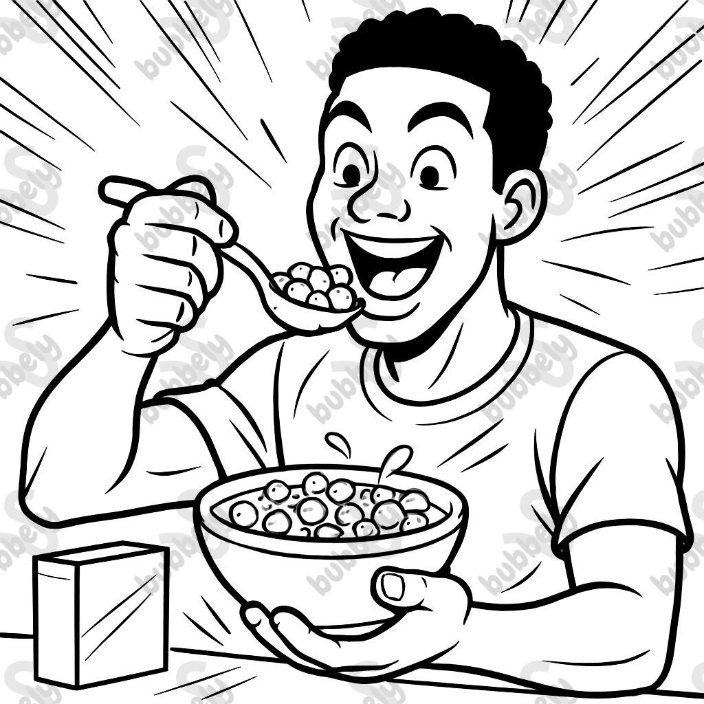 black man eating cereal