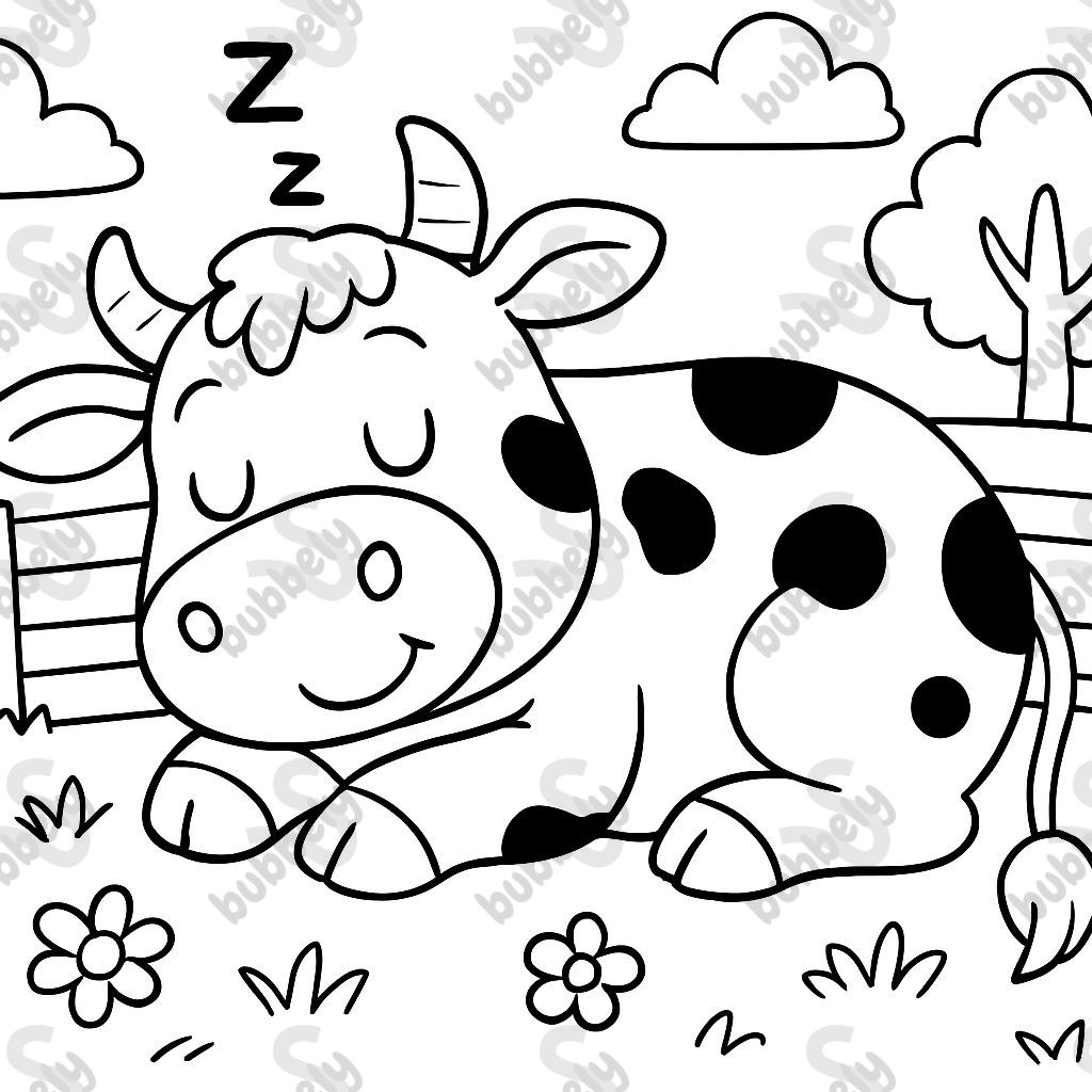 a sleeping cow