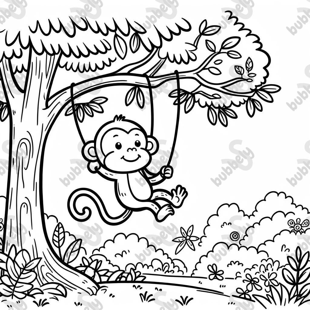 Monkey swinging from a tree