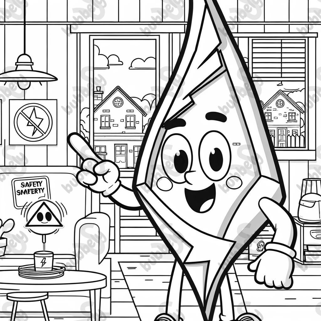 a lightening bolt asking kids to be safe around electricity