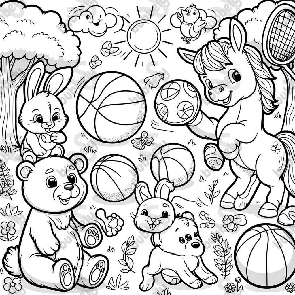 Animals playing with balls