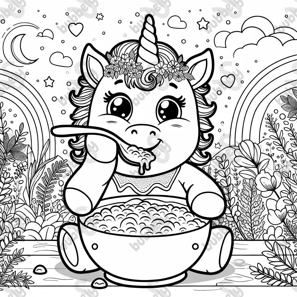 Babyeinhorn das Brei isst