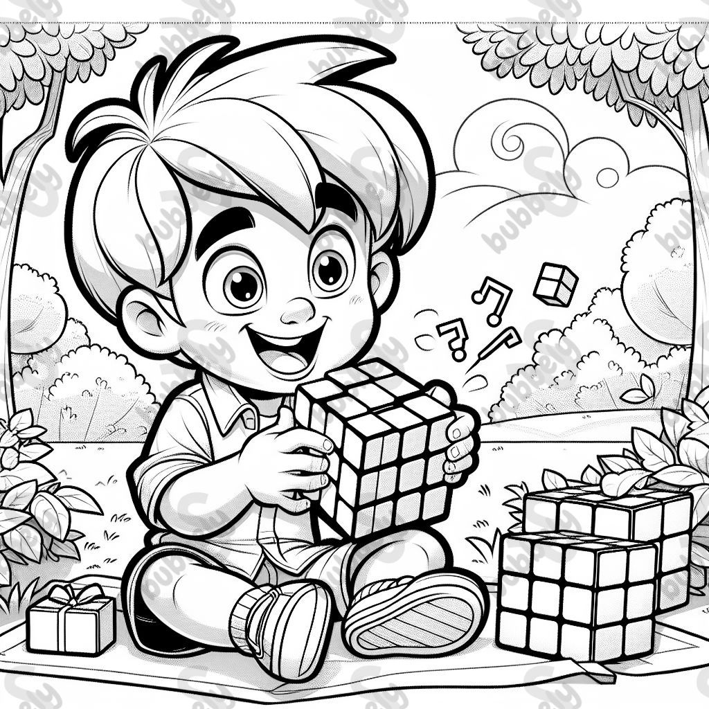 a blondie boy  solving a Rubik's cube