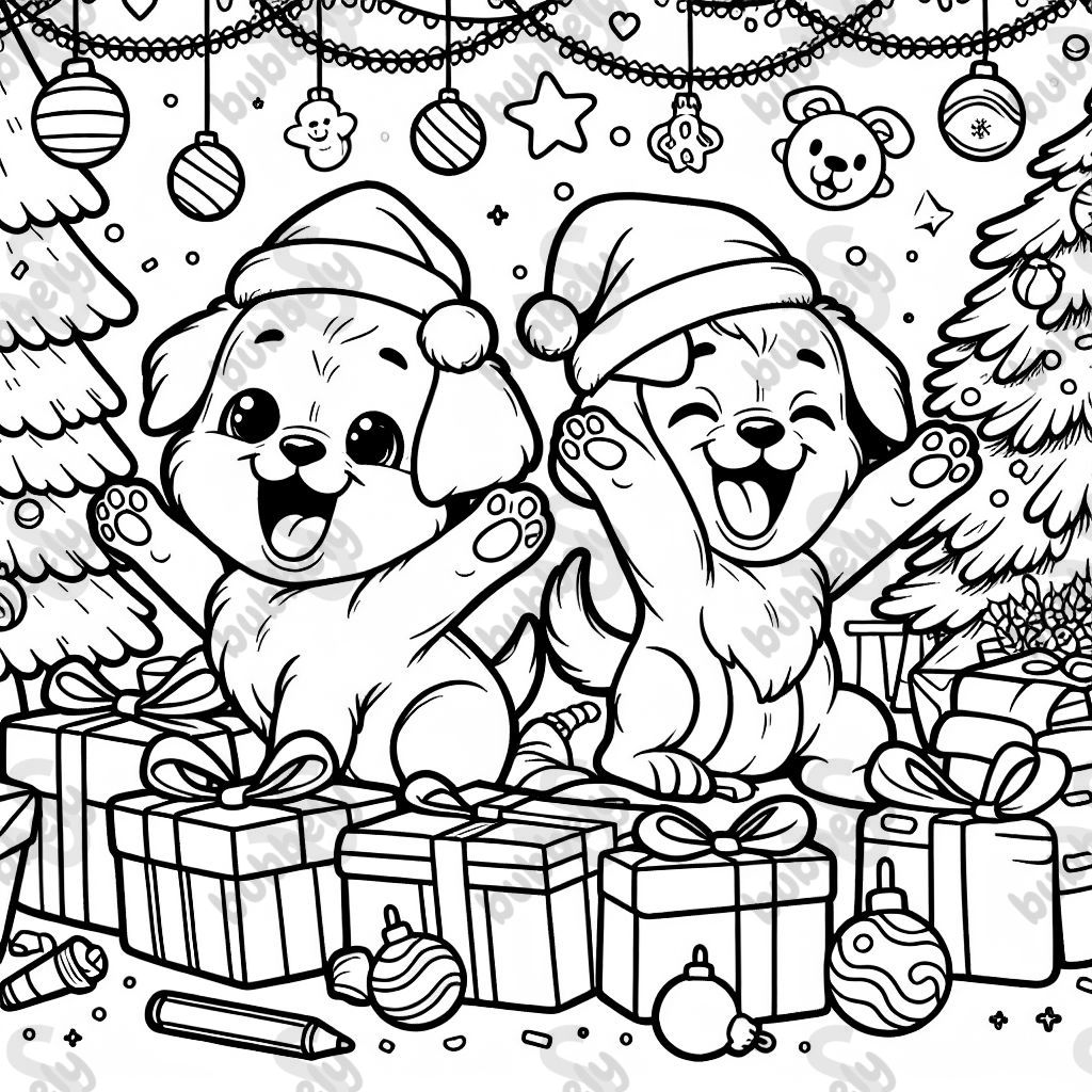 Puppies celebrating Christmas