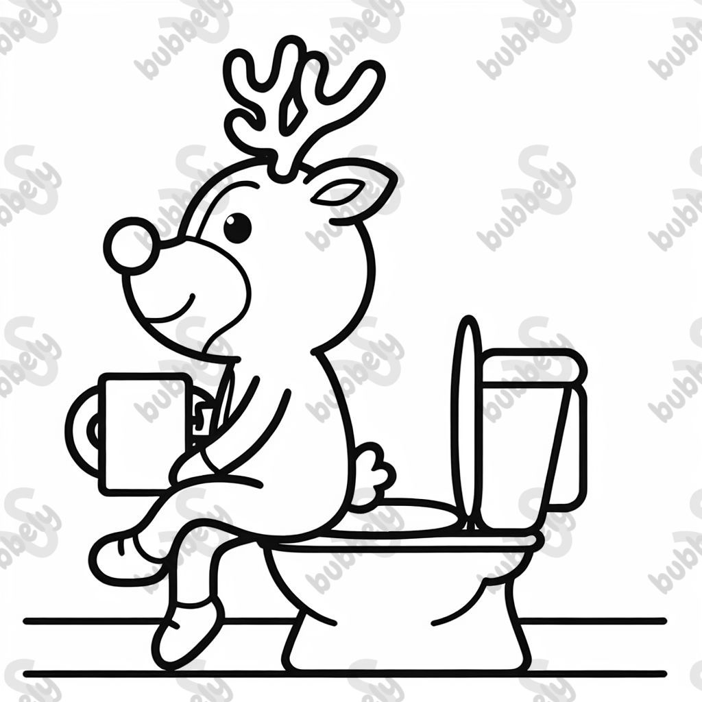 a reindeer on a toilet 