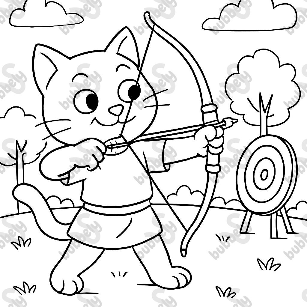 un chaton pratiquant le tir à l'arc un chaton pratiquant le tir à l'arc