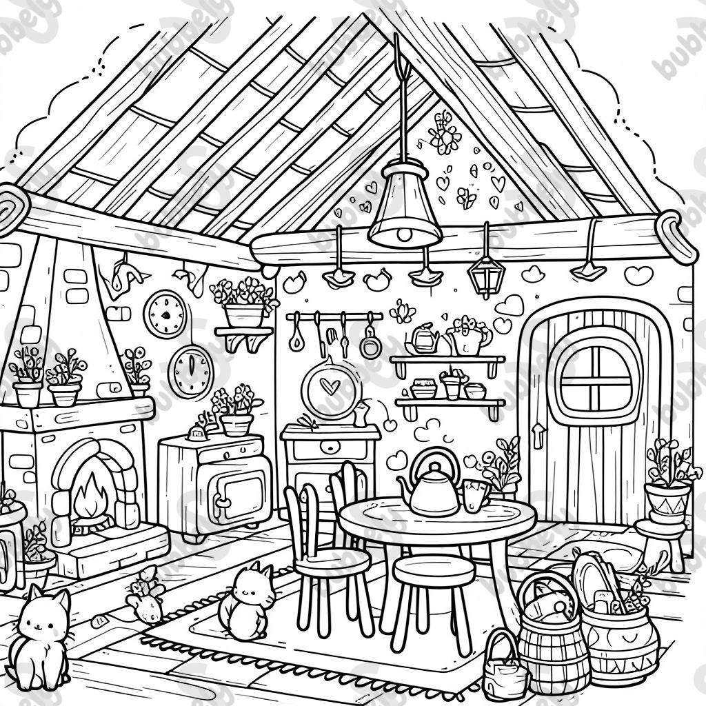 Inside a cute cottage.