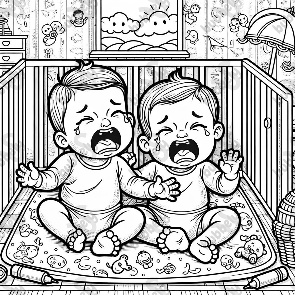Newborn twin boys crying