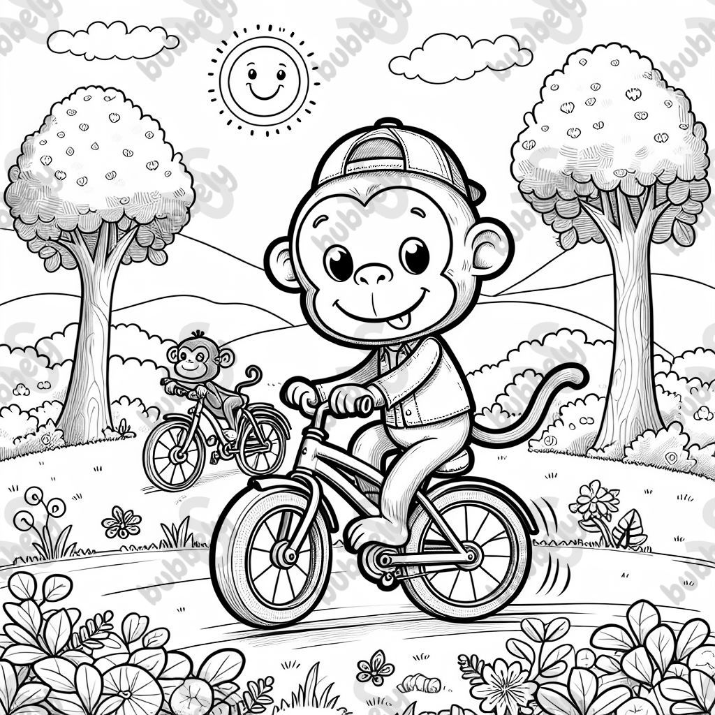 A monkey rides a bicycle