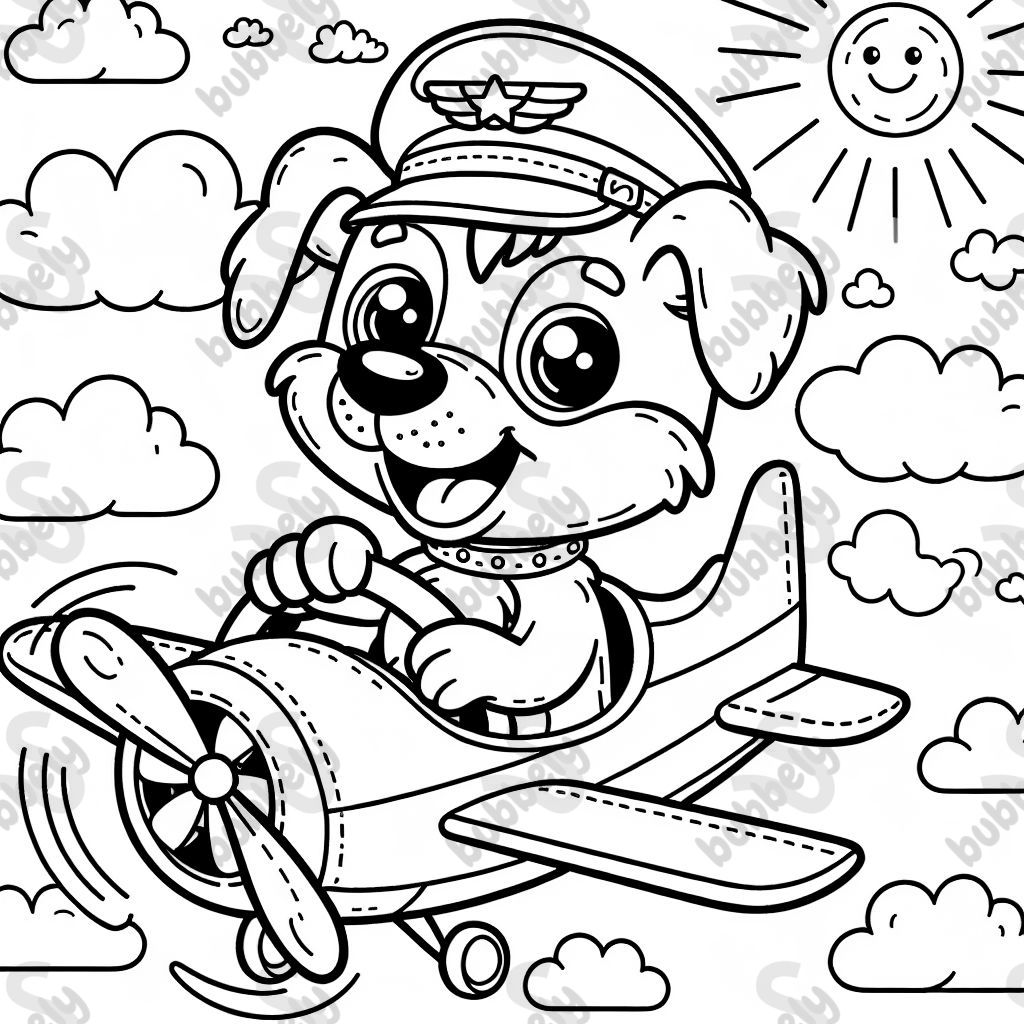 A dog flying a plane 