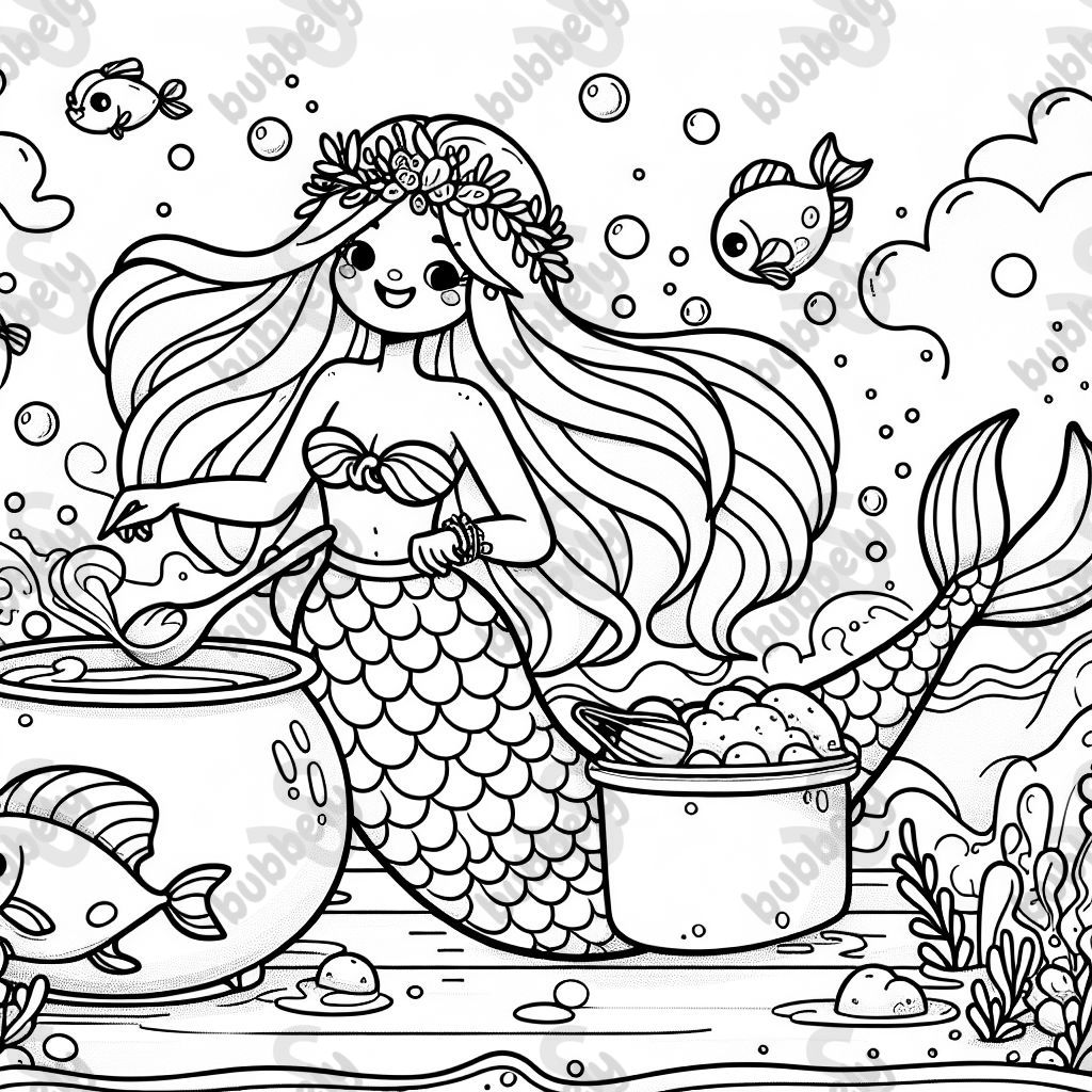 Eine meerjungfrau die kocht