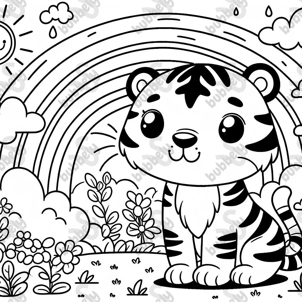 a tiger and a rainbow