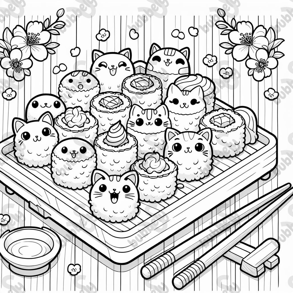 Cat shaped sushi on a platter