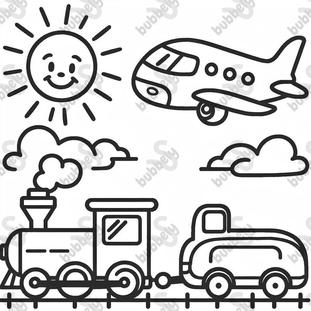 Ein Zug und ein Flugzeug 