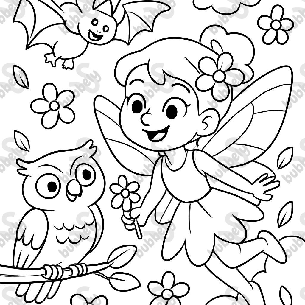 Owl, Bat and Flower Fairy