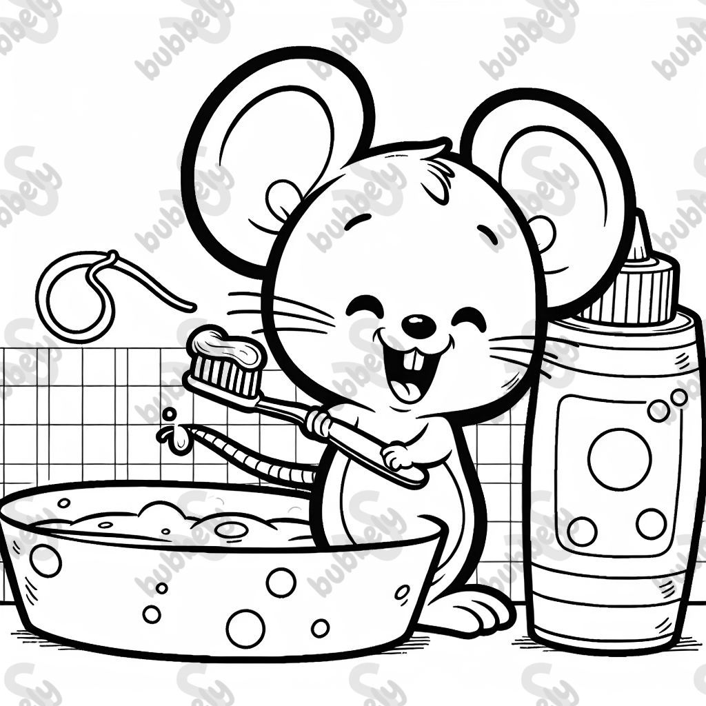 a mouse brushing his teeth with a tiny toothbrush