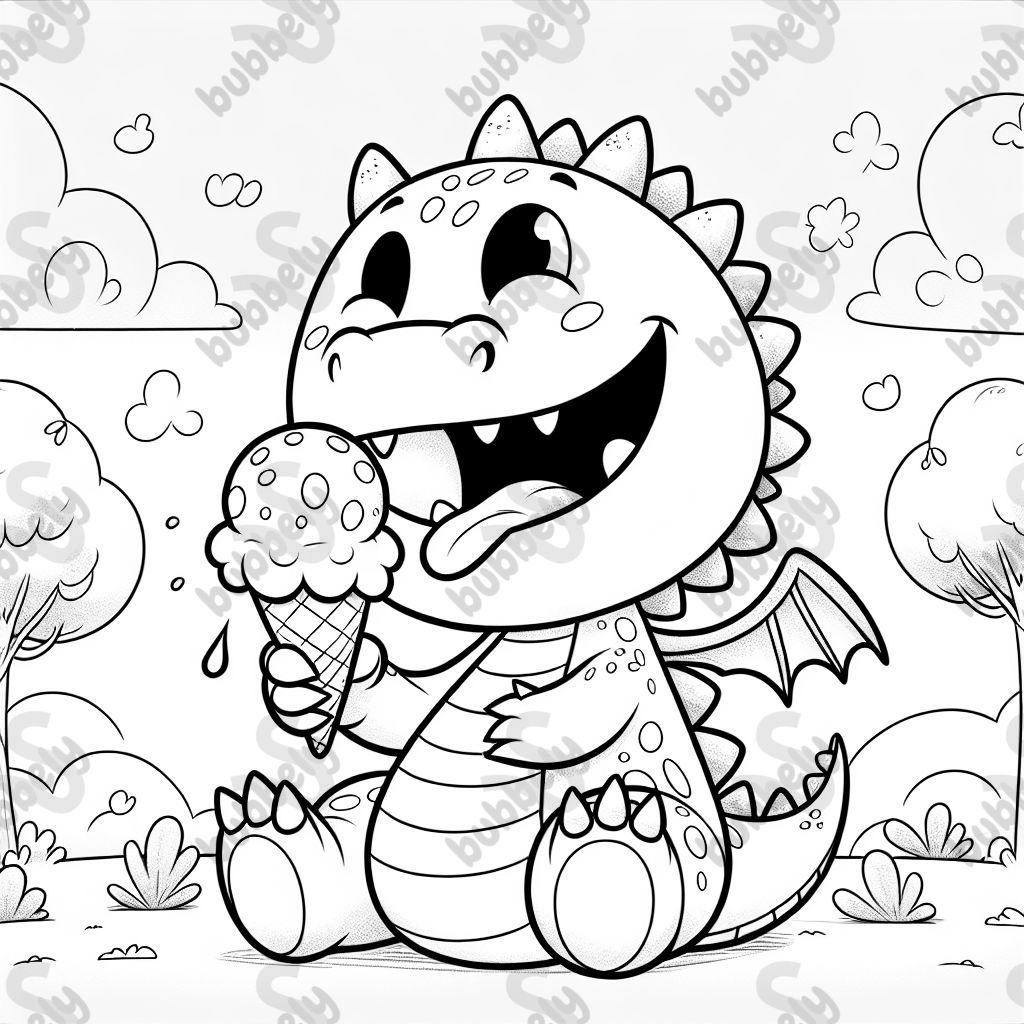 dragon eating ice cream