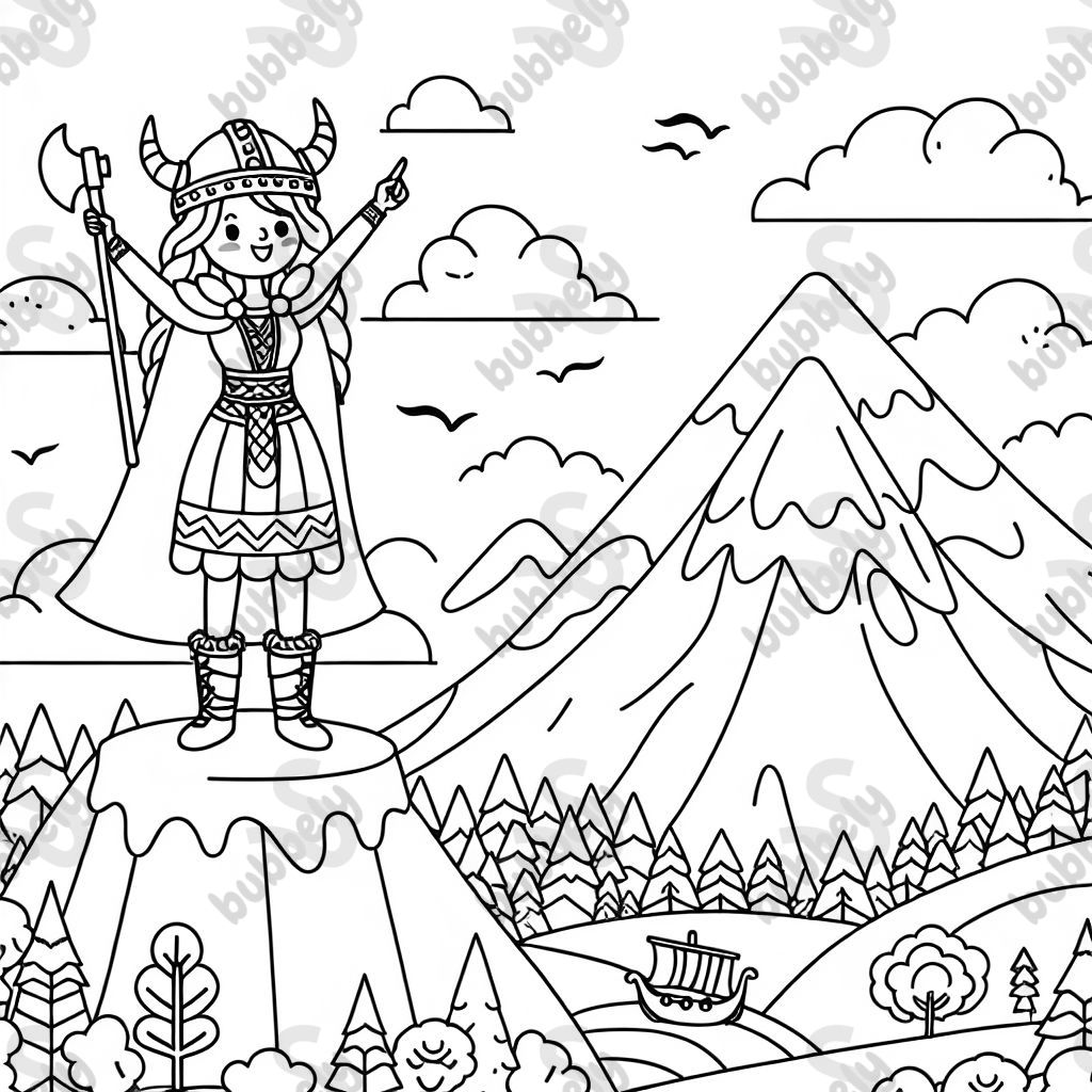 Viking woman on mountain