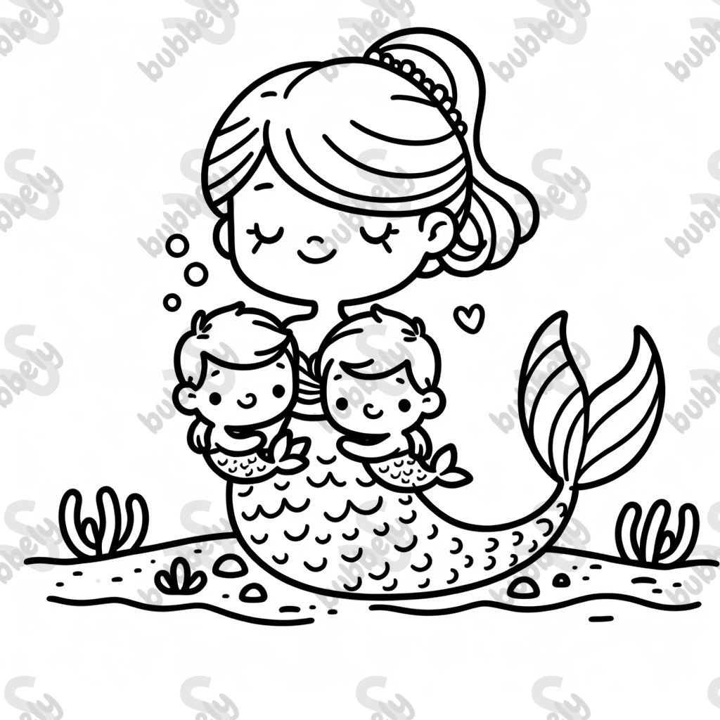 A mermaid with 2 babys