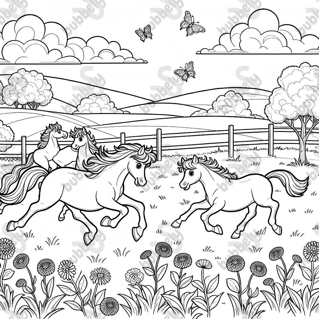 a group of horses in a field