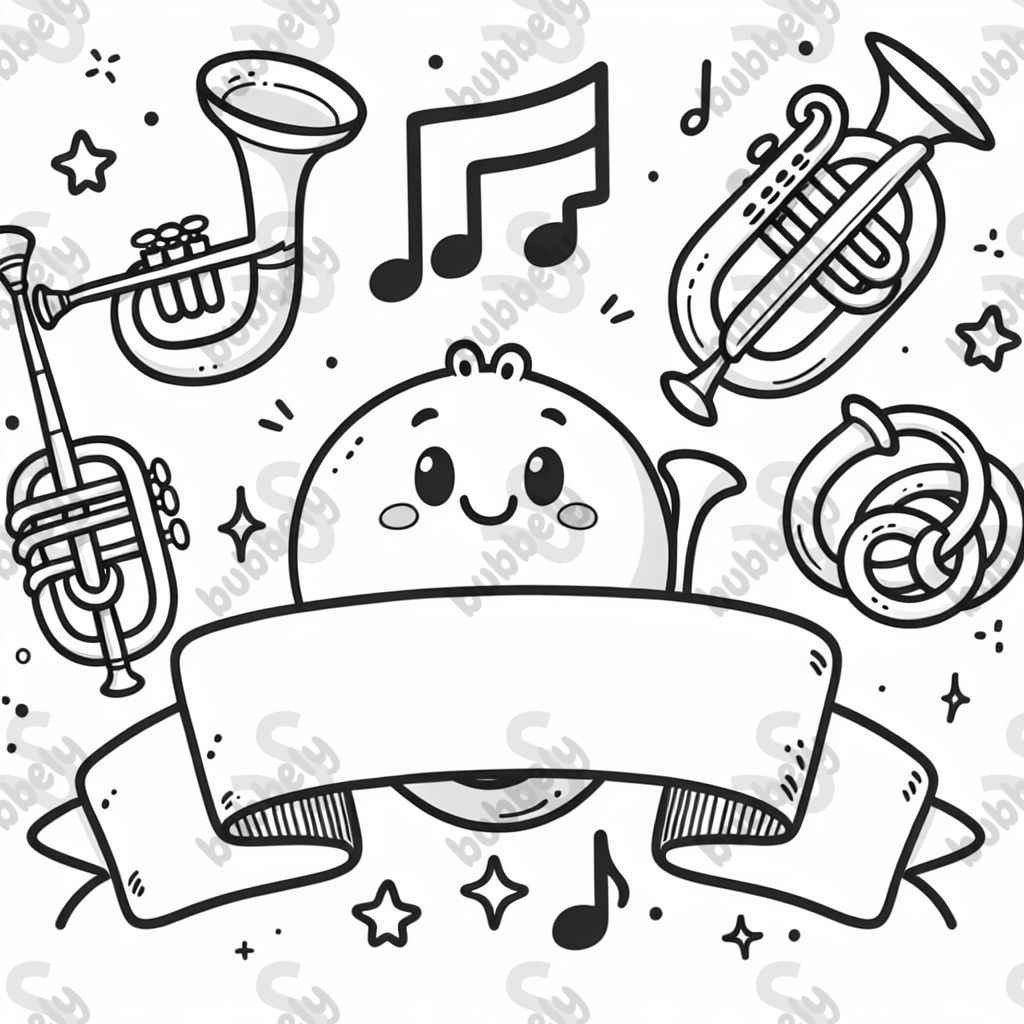 Cool trompete horn klarinette noten mit leerem Banner 