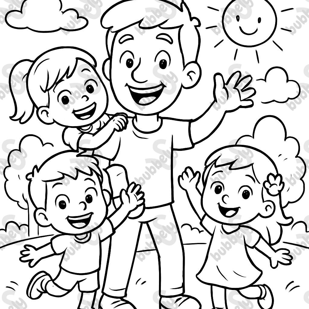 dad and 3 kids (2 girls, 1 boy)